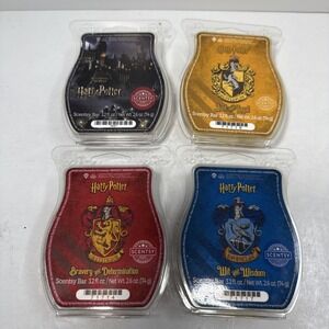 RARE SCENTSY Wax Bars HARRY POTTER X4 Gryffindor Hufflepuff Ravenclaw wizarding